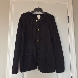 H&M Black Cardigan with Gold Buttons